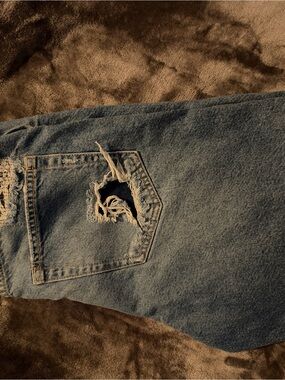 One Teaspoon Men's Light Blue Distressed Relaxed Jeans